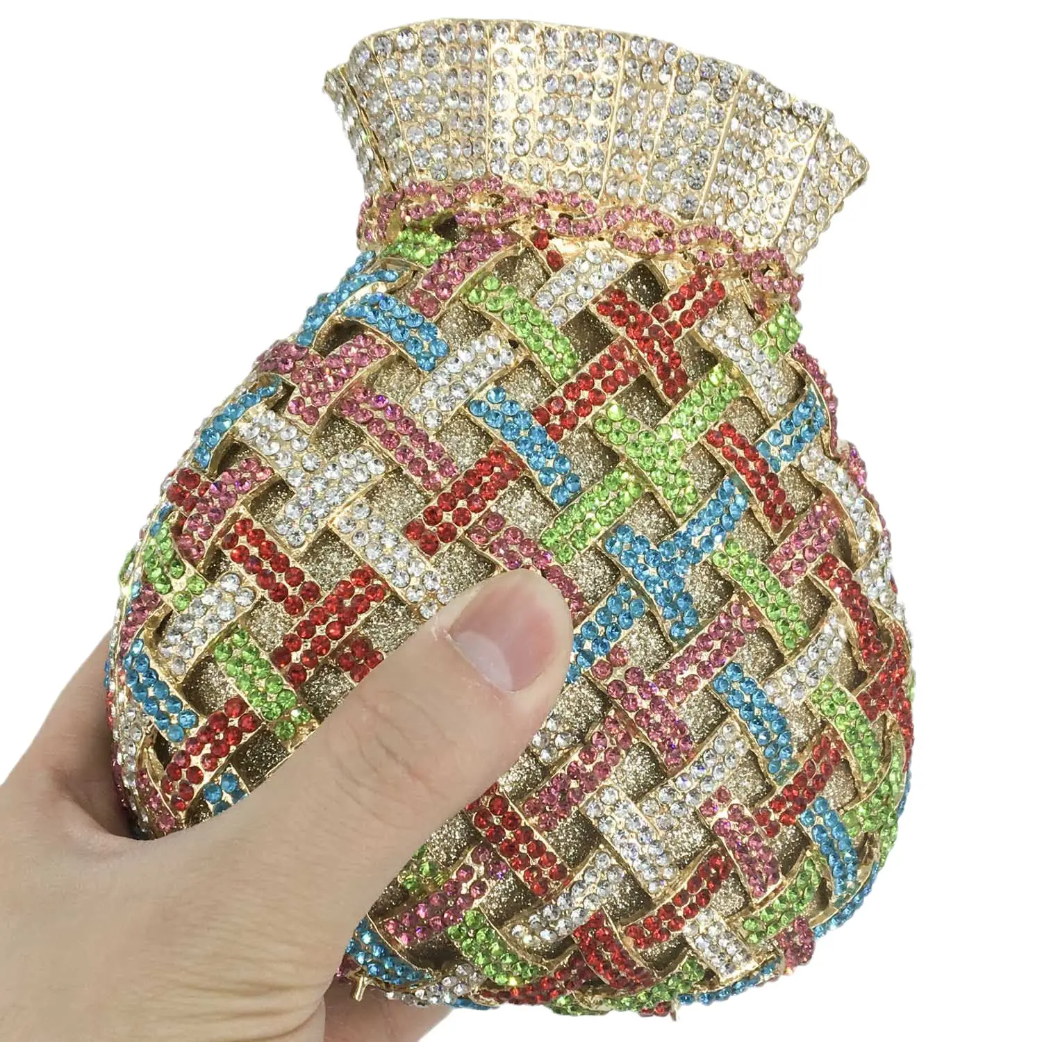 Imagem -02 - Prata Novidade Design de Luxo Mulheres Bolsa de Dinheiro Pequena Noite Bolsas de Embreagem Mulheres Rhinestone Minaudiere Bolsas e Bolsas Cor