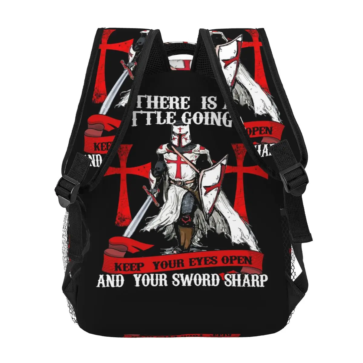 فرسان الهيكل الصليب درع القرون الوسطى السيف شعار الطلب السري على ظهره Daypack حقيبة الكتب حقيبة مدرسية حقائب الكتف للرجال والنساء #5