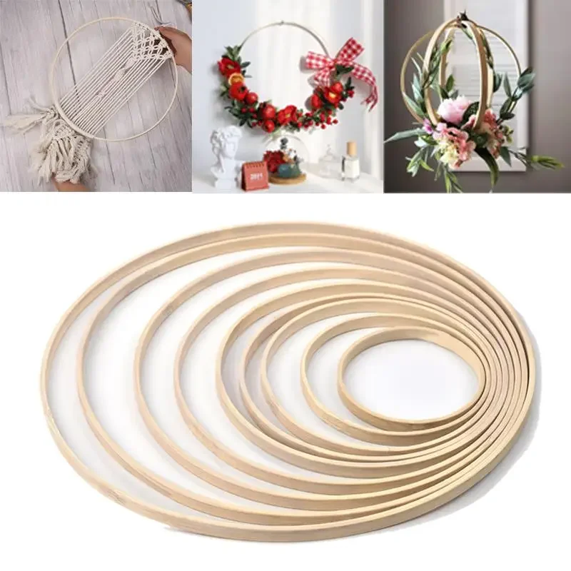 New 1/5Pcs 8-33cm Wooden DIY Handmade Catcher Embroidery Hoop Craft Cross Stith Bamboo Circle Ring Hanging Wedding Christmas Dec