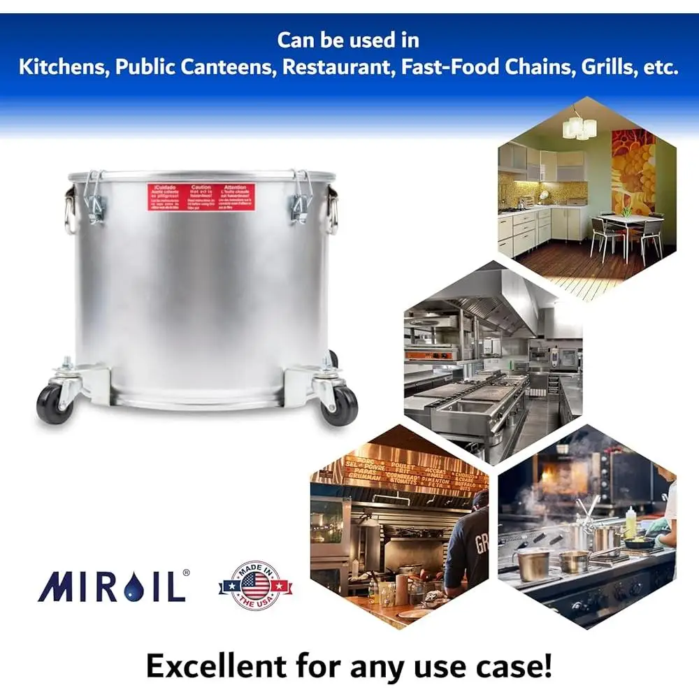 잠금 뚜껑과 클립이 있는 5갤런 오일 처리 캐디 캐스터 휠이 있는 견고한 강철 프라이어 그리스 버킷 안전한 운송