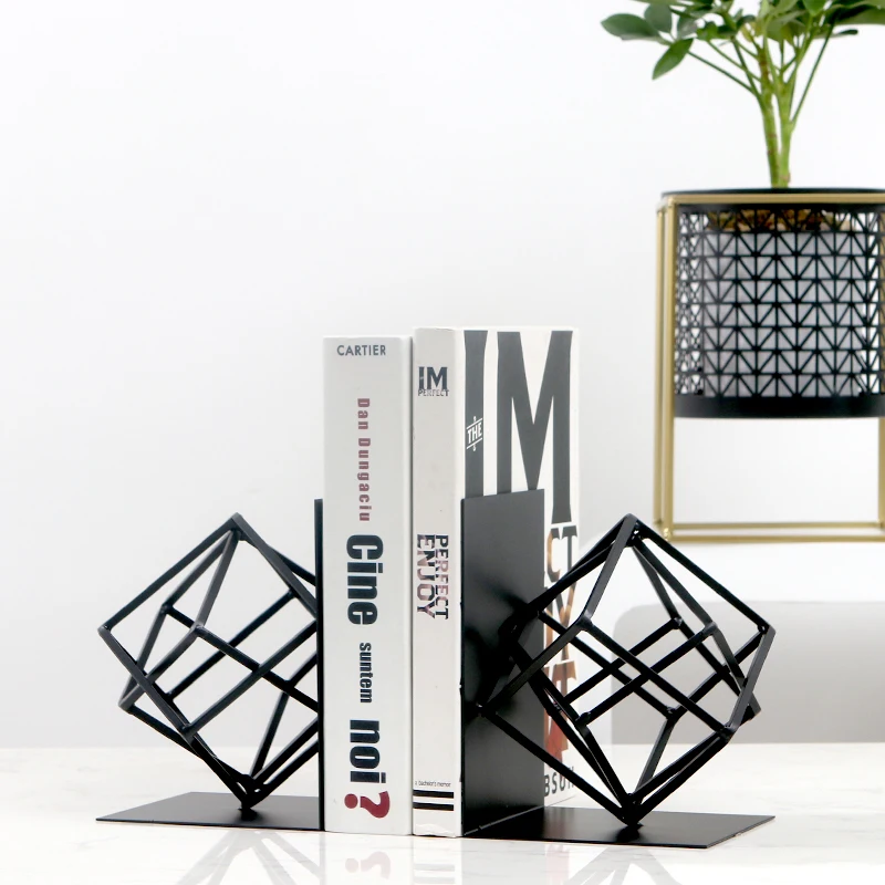 

Bookcase Nordic creative geometry office bookcase desk bookcase decoration iron bookcase Fake Book decoration