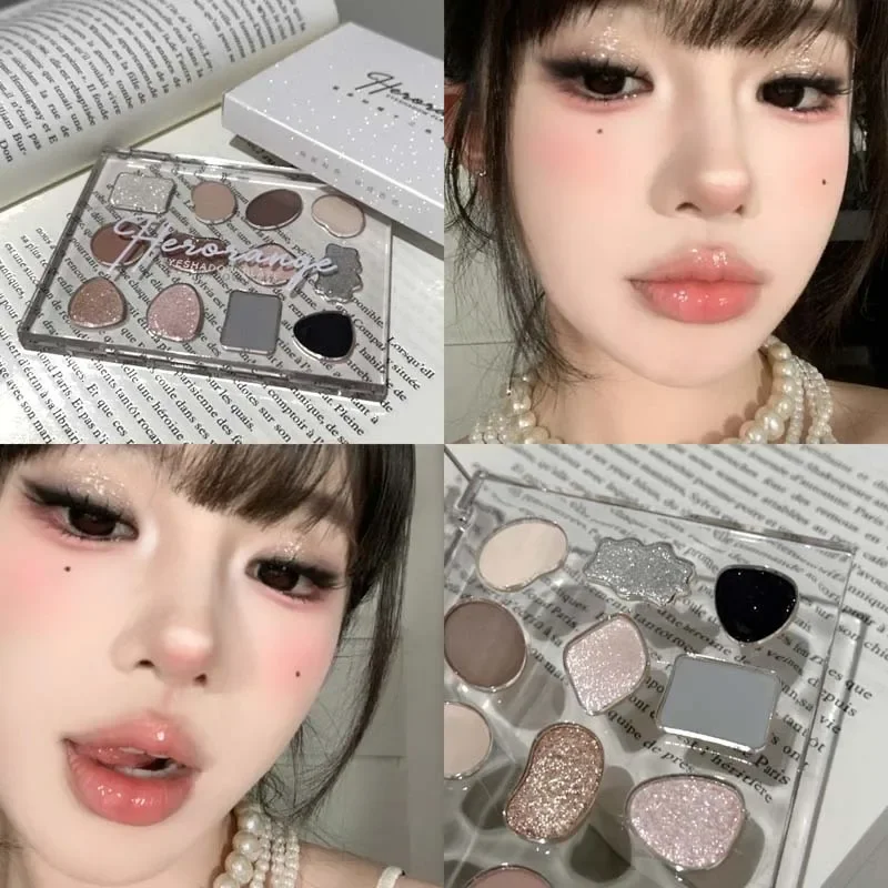 Smoky Retro 12 สีอายแชโดว์ Palette Delicate Powdery Non-Fly Powder Pearlescent Fine Glitter ธรรมชาติที่ครอบคลุม Palette