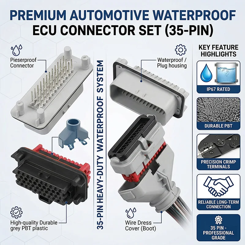 AMPSEAL 35 Pin PCB Mount Male Header Connector, Vertical Automotive ECU Plug Housing for Control Module Circuit Board Wiring