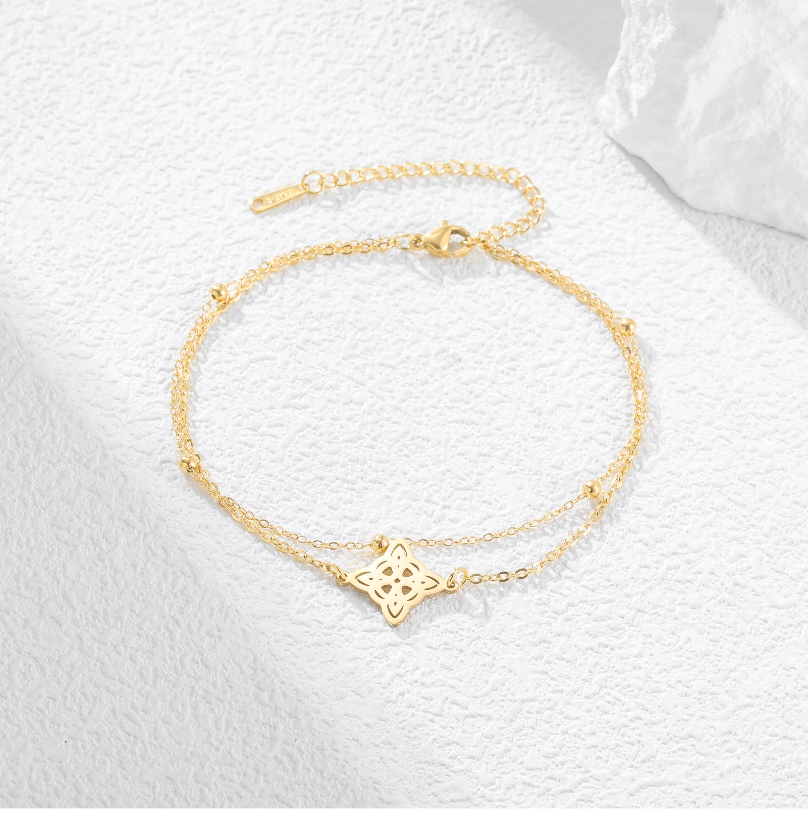 CoolTime Doppelketten-Armbänder mit Hexenknoten für Damen, goldfarben, Schmuck, Schutzsymbol, Geschenk für Liebhaber, 2026 Neuankömmling – Detail 15