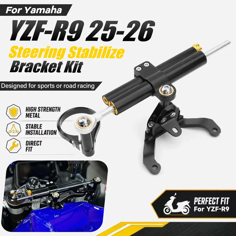 For Yamaha YZF-R9 yzf-r9 2025 2026- Motorcycle CNC Steering Stabilize Bracket YZF R9 Damper Mount Kit Accessories