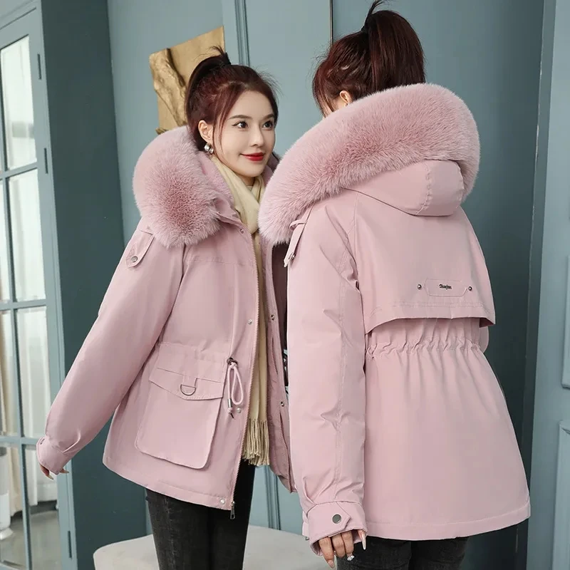 

Adding Velvet and Thickening Pie To Overcome Women 2023 New Short Waist Big Fur Collar Cotton-padded Jacket Winter Outwear Lady