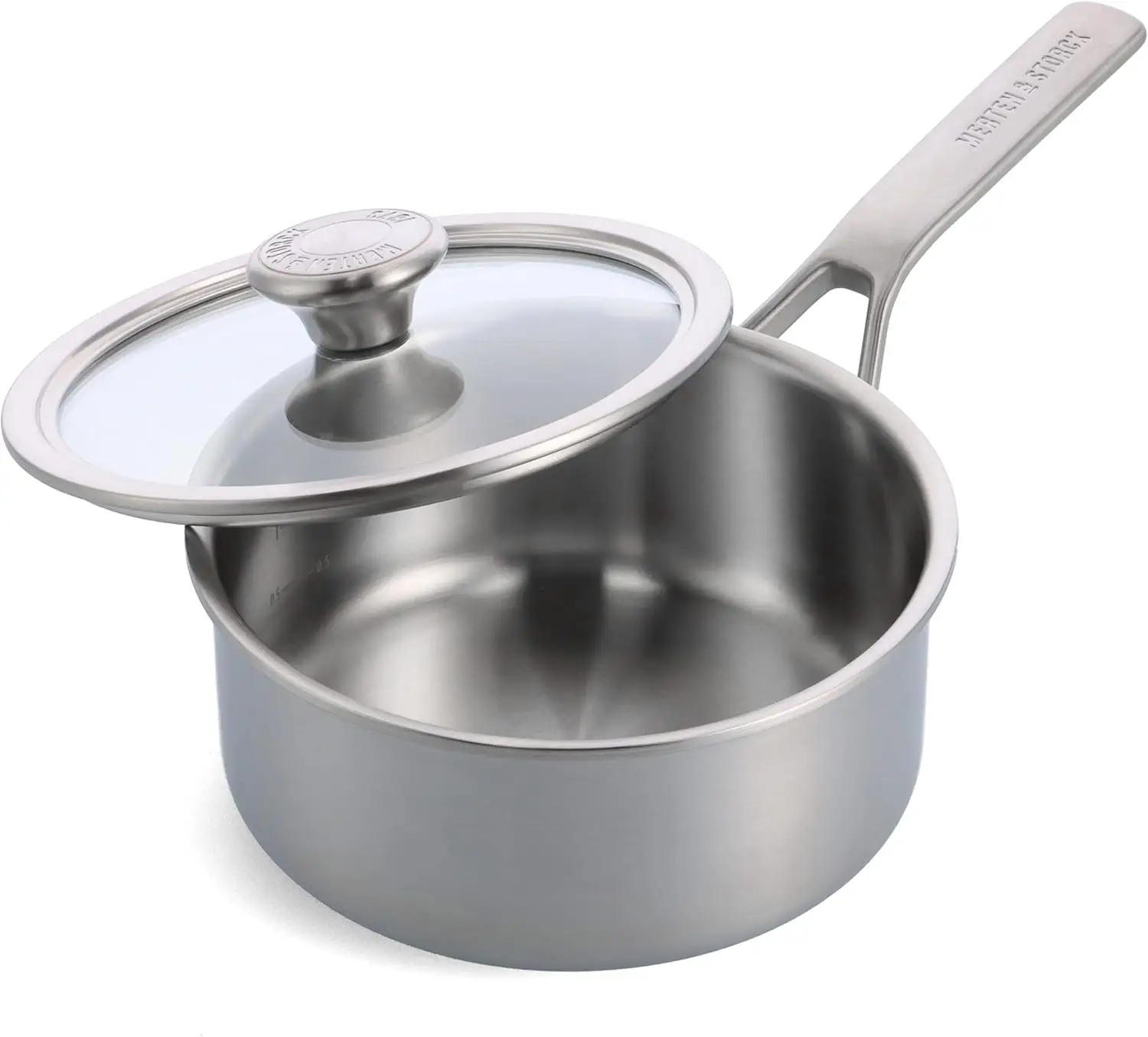 

Tri-Ply Stainless Steel 3QT Saucepan with Lid, Induction Safe, Durable Glass Cover, Oven & Dishwasher Compatible