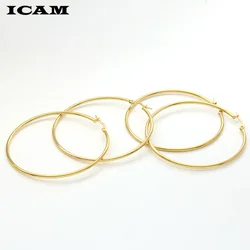 ICAM Hot Sale Hoop Earrings 10-60mm 70mm Big Smooth Circle Earrings Basketball Brincos Loop Earrings for Women Jewelry Oorbellen
