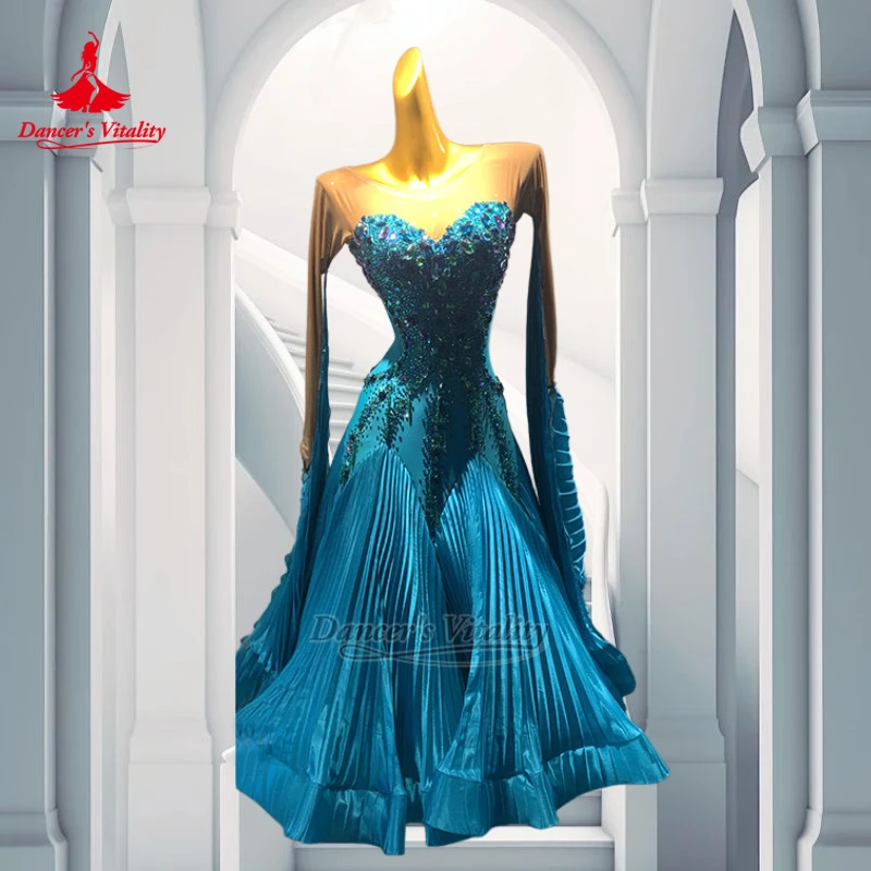 Adult Waltz Quickstep Professional Contest Wrapped Hips Dresses Customize Women Ballroom Dance Backless Outfit Dancer's Vitality