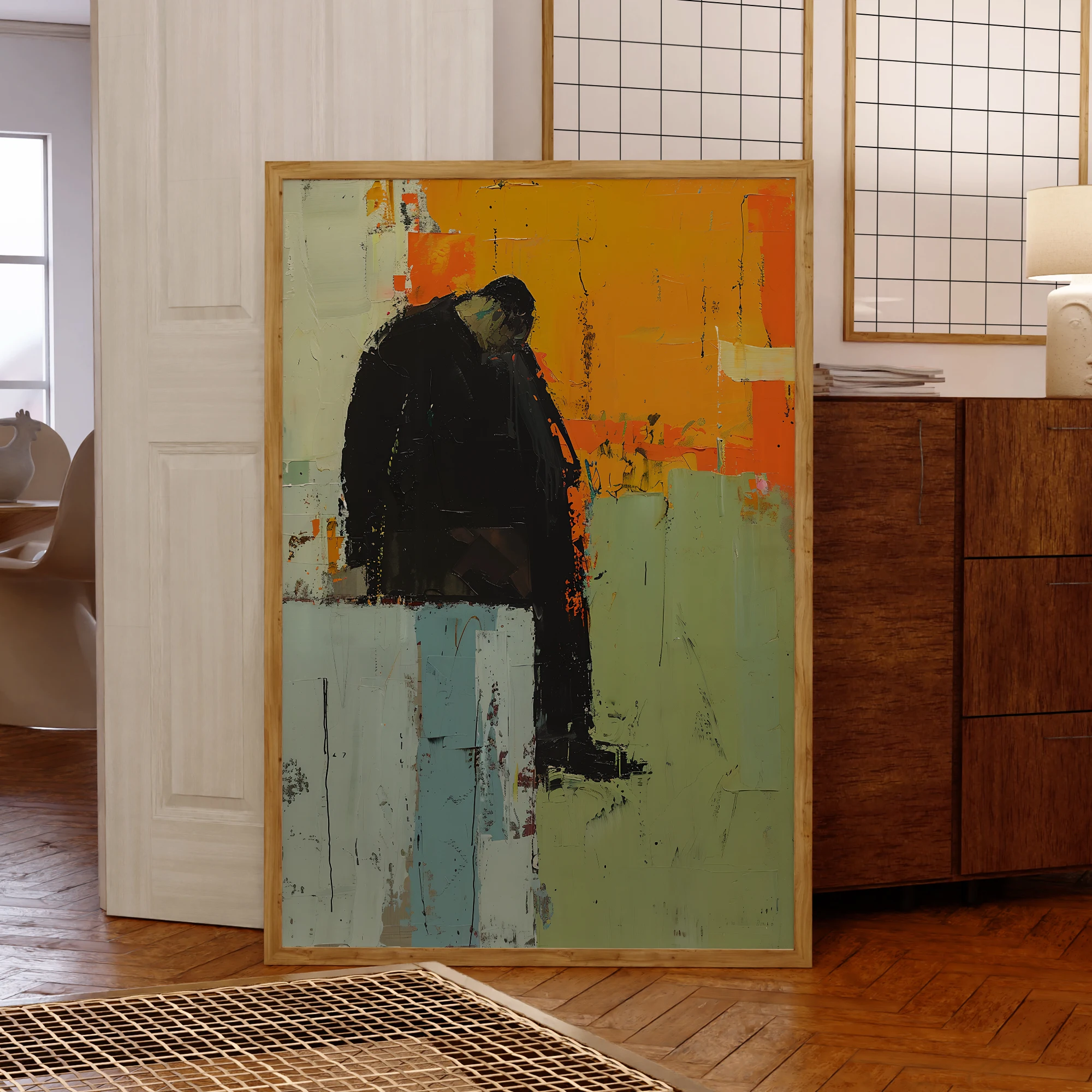 Affiche d'art abstrait moderne, peinture de garçon contemplatif, impression sur toile, pour salon, chambre à coucher, décoration murale, décoration de la maison