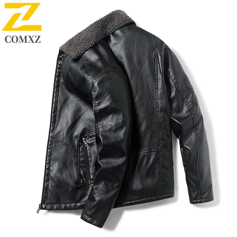 

Men's Jacket Windproof Business Casual Retro Stand Collar Coat Outdoor Riding Vintage Fashion Classic Leather Motorcycle Jacket