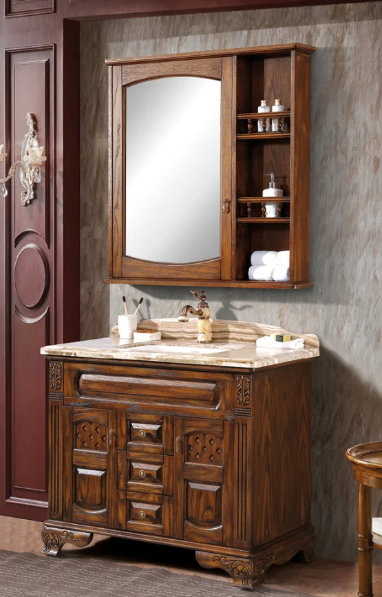 Zdjęcie 6: Amerykańskie szafki łazienkowe z litego drewna, montowane na podłodze, z lustrem, malowane, do użytku domowego, hotelowego i w willach.