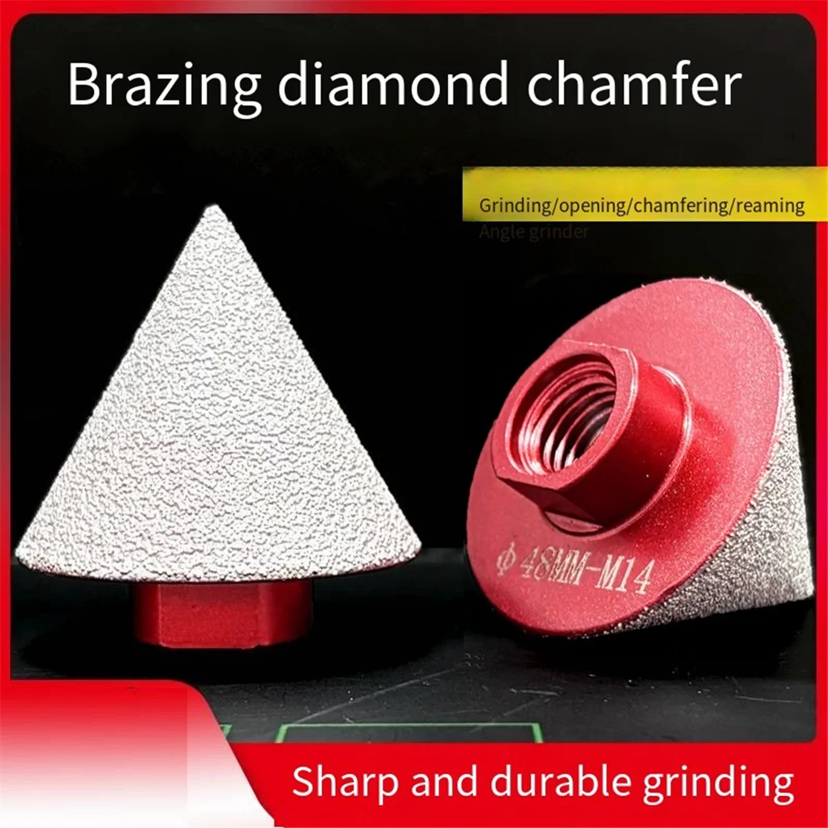 Brazing Diamond Chamfering Tool M14 Stone Floor Tile Ceramic Hole Expansion Drill Bit Conical Chamfering Grinding Header