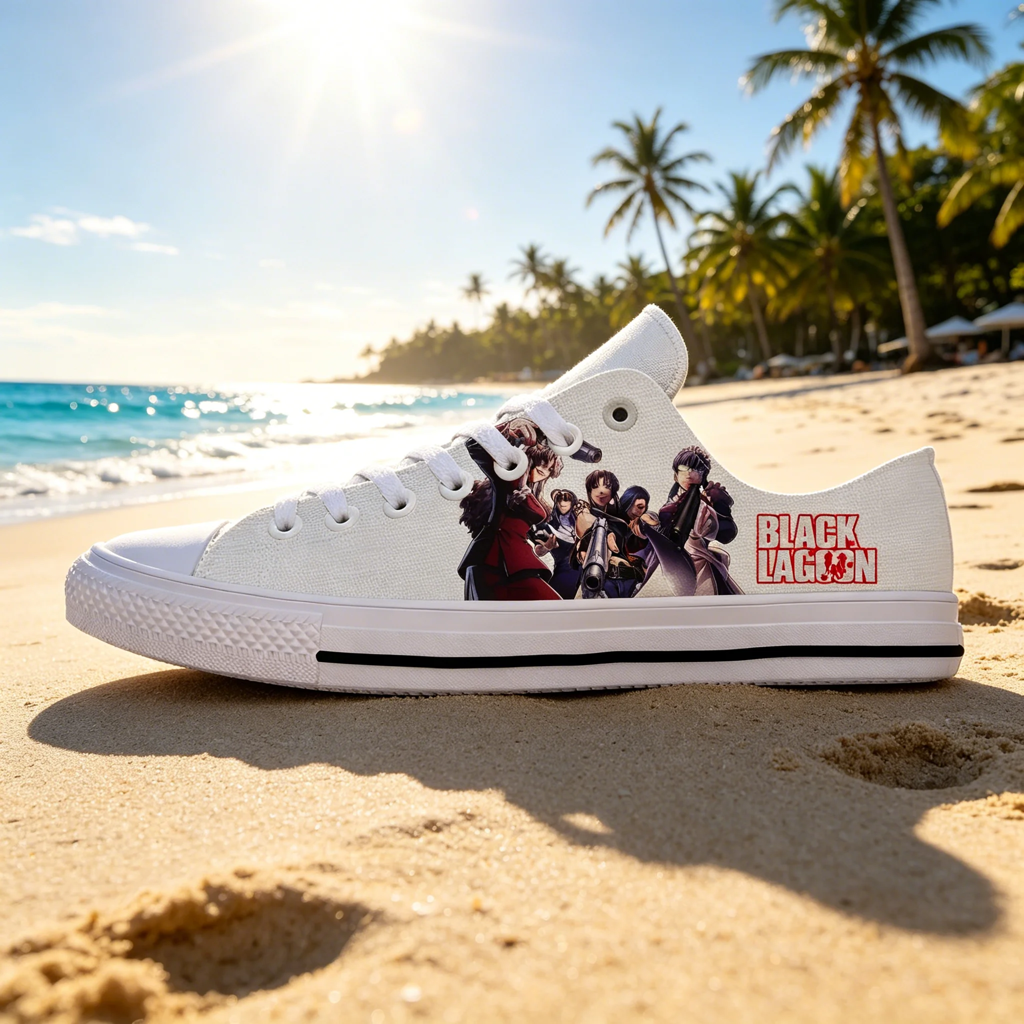 

Anime Black Lagoon Unisex Low Top Canvas Sneakers, 3D All-over Print Breathable Non-slip Street Style Casual Custom Shoes, Light