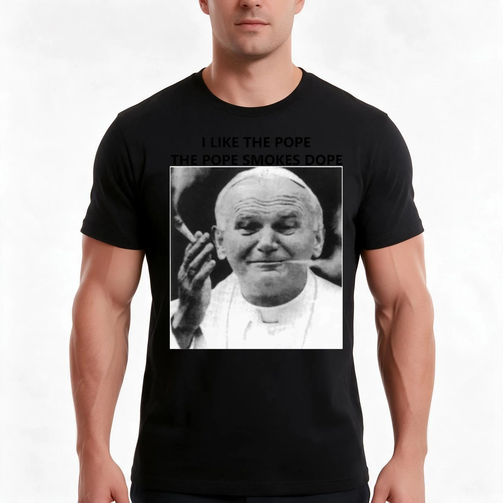 I like the pope, the pope smokes dope T-Shirt, Summer Casual Cotton Tee, Oversized Streetwear Tops, Vintage Graphic Print