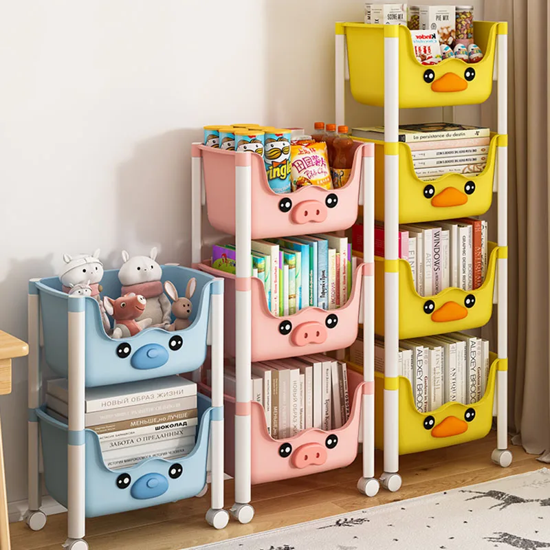 Display Booksellers Removable Bookcase Living Room Cabinets 3-tier Cart Storage Book Shelf Locker Trolley 거실 수납장 Furniture AA