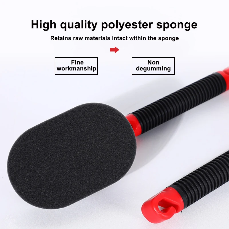 SEAMETAL Car Tires Sponge Waxing Polishing Brush with Handle Car Tire Tyre Wheel Polish Brush Dust Remover Detailing Clean Tool