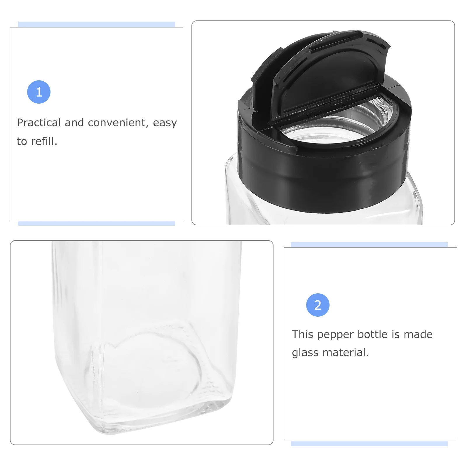 

2pcs Salt Shaker Clear Glass 120Ml Kitchen Seasoning Jar Tightly Sealed Multipurpose Condiment Container For Home Outdoor