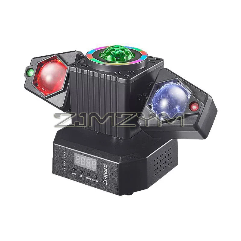 50W Mini Beam Party Light Remote 2-Arm DJ Mobile Head Disco Magic Ball Strobe Effect Light Stage Equipment
