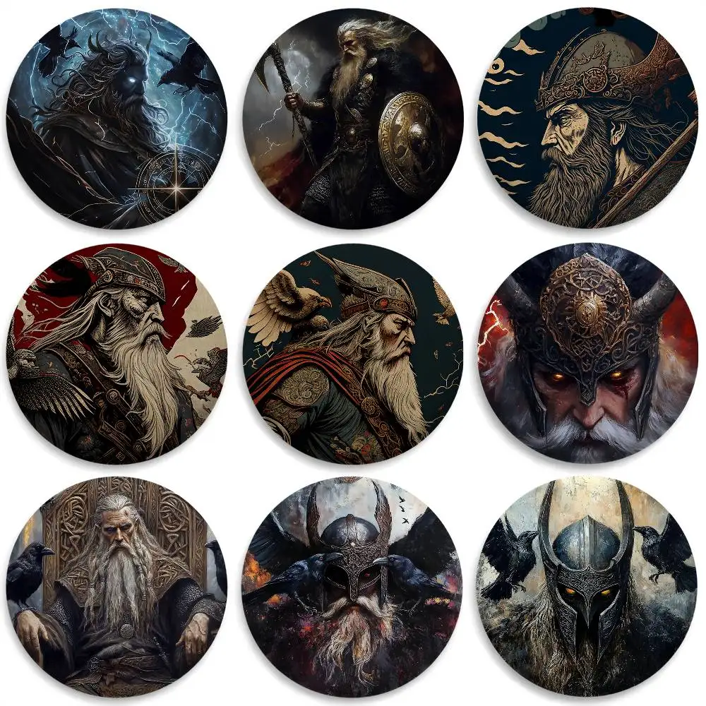 

Odin The King Of Nordic Gods Badges Round Exquisite Badge Brooches Creative Pins For Clothes Hat Backpack Gift Accessories