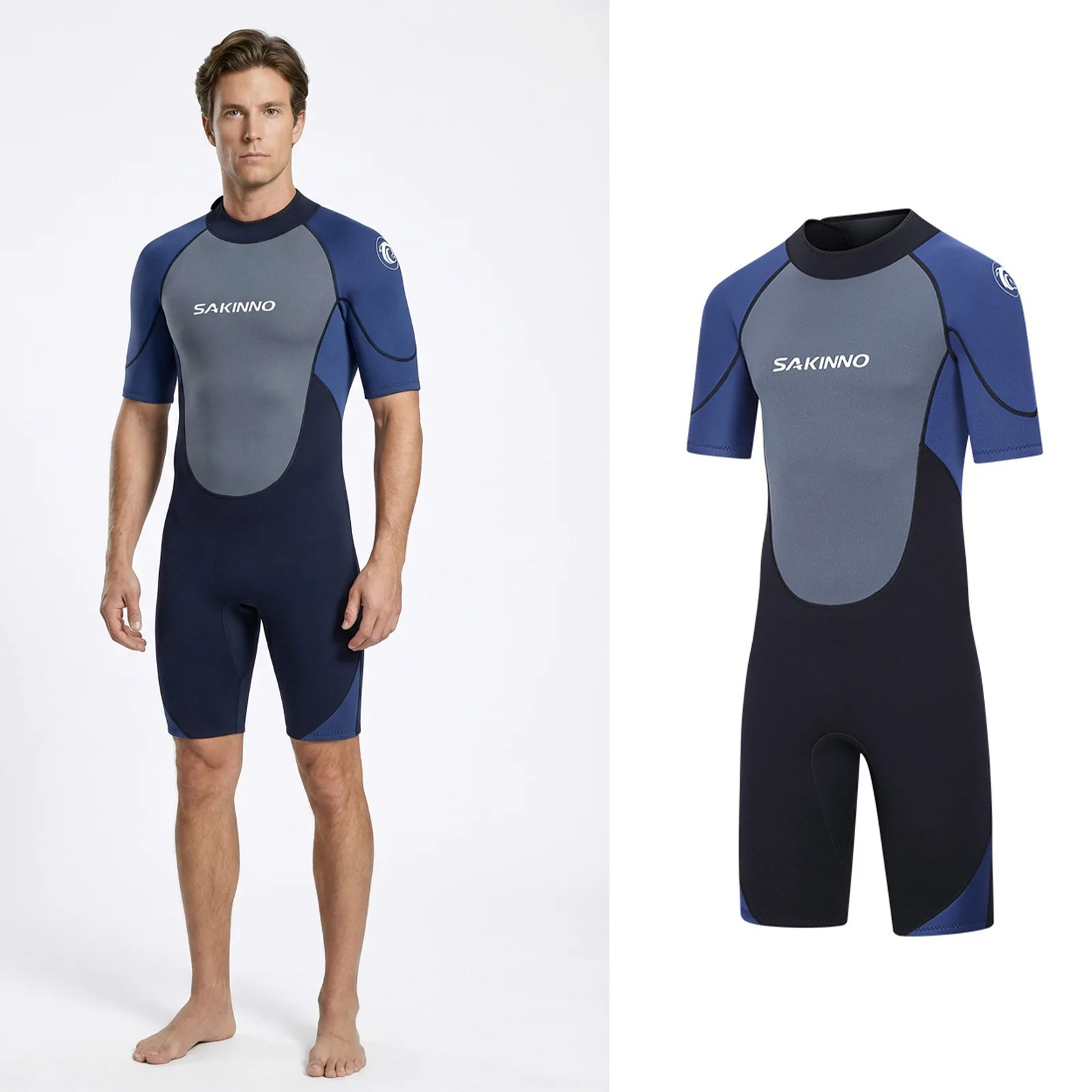 One-piece Wetsuit Men's Sun Protection Short-sleeved Wetsuit Swimming Motorcycle Surfing Snorkeling Instructor Swimsuit
