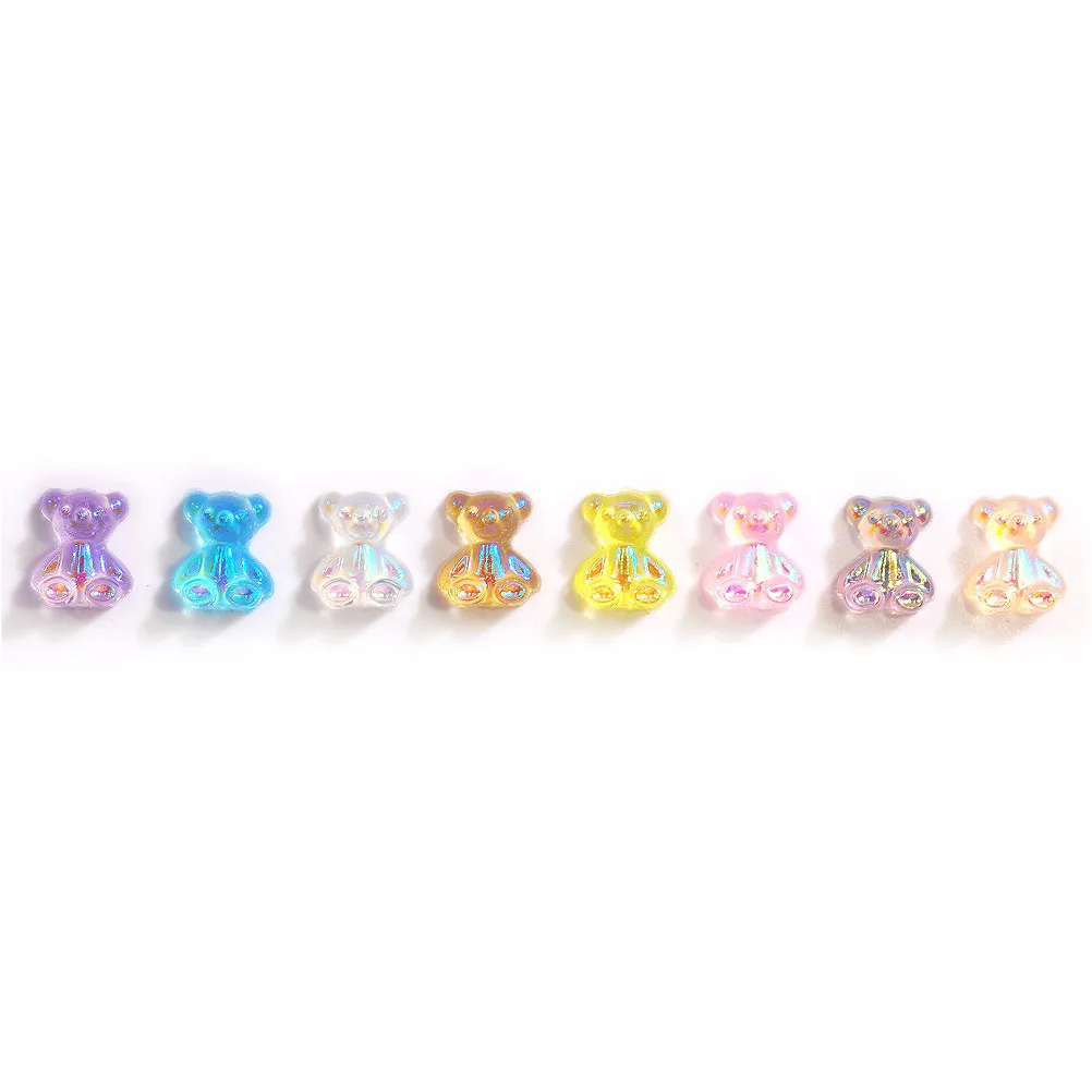 

160Pcs Bear Nail Charms for DIY Manicure Nail Art Decorations Glitter Acrylic Animal Charms for Fingernail Design
