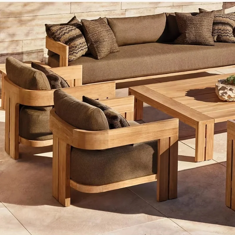 Luxury Furniture Patio Garden Sofas  Sets Teak Furniture Outdoor Solid Wood  Sofa Sectional