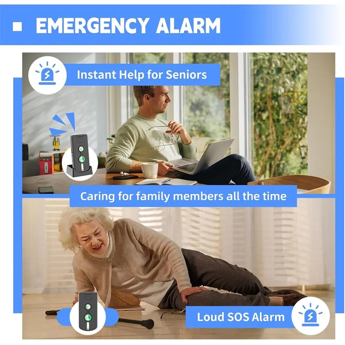 DT35BG 2-Way Intercom for Home, Wireless Intercom System for House with Volume and Ringtones Adjustment Rechargeable 3 Pack B