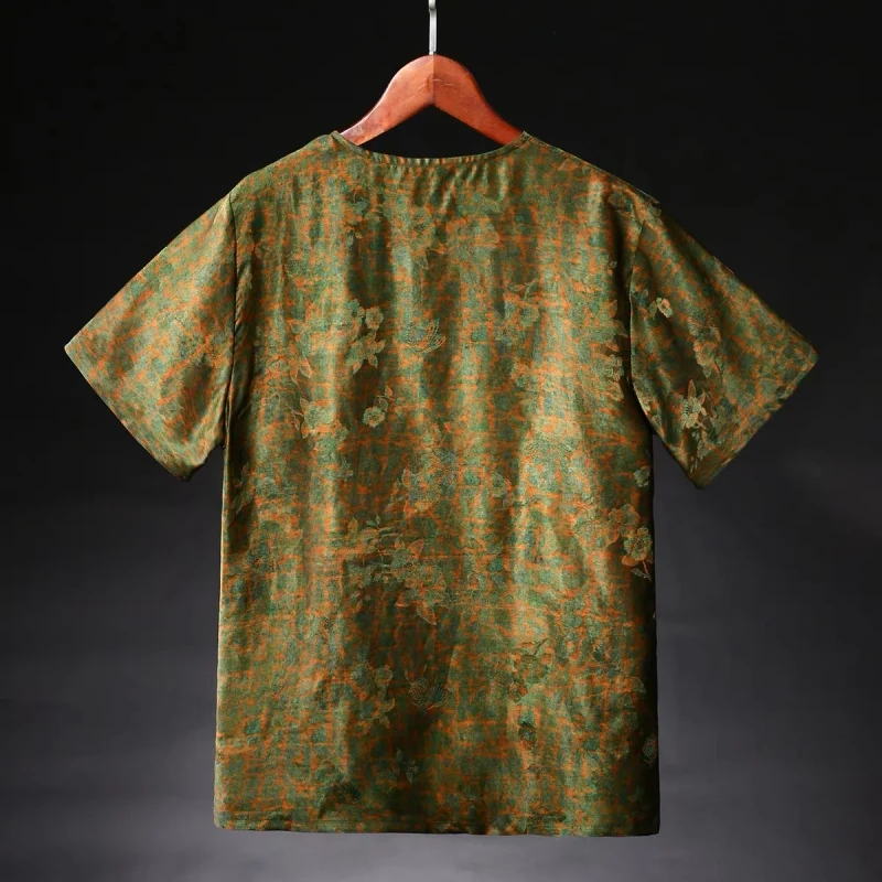 Coolness Luxurious T Shirt For Men Short Sleeve Real Silk 100% Summer Quality Skin-Friendly Loose Fit Casual Camisetas De Hombre
