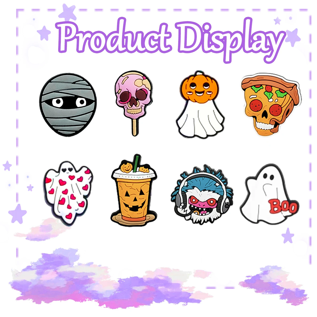 Halloween Random Series PVC Calçados Encantos, DIY, Sandálias, Pulseiras Decoração, Bonito, 32 Pcs