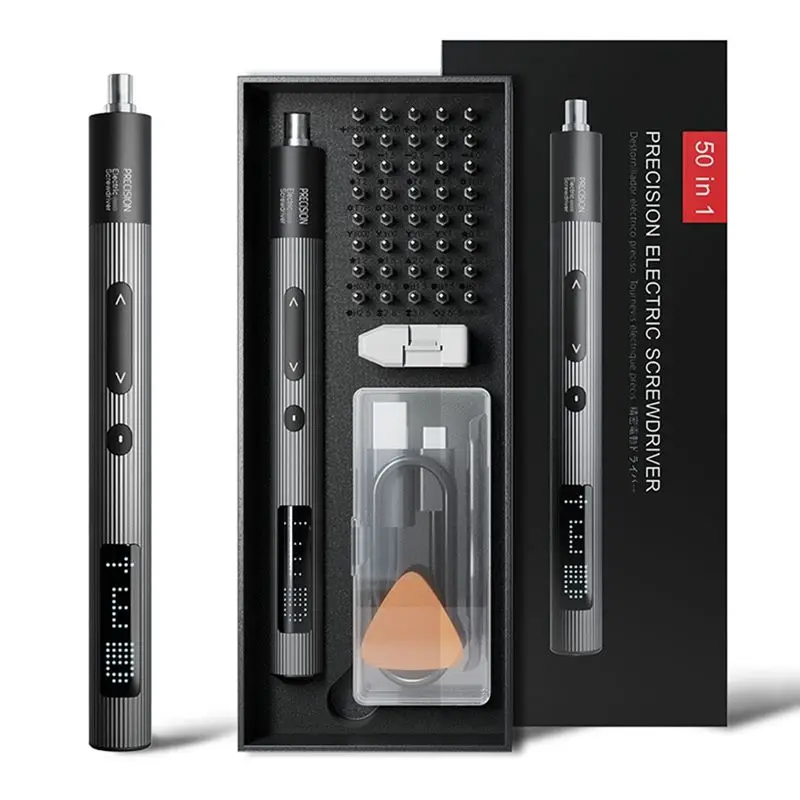 AT05-50 In 1 Precision Electric Screwdriver Set With 3-Speed Torque Adjustable Magnetic Phillips- Torx Bits