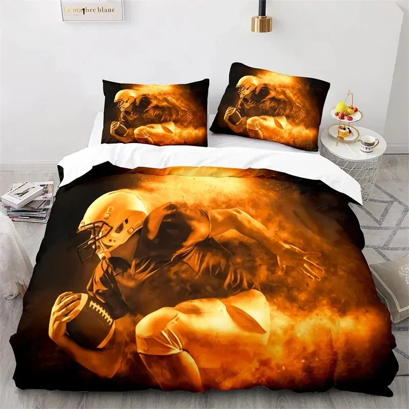 Sports Duvet Cover Set American Football Player Bedding Set for Boys Girls Children Soft Ball Sport Quilt Cover With Pillowcases