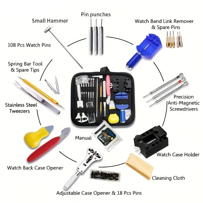 Watchmaker Watch Repairing Tools Kit, Case Remover Opener Bar Set, Convenience Clock Tool, Ideal choice for Gifts