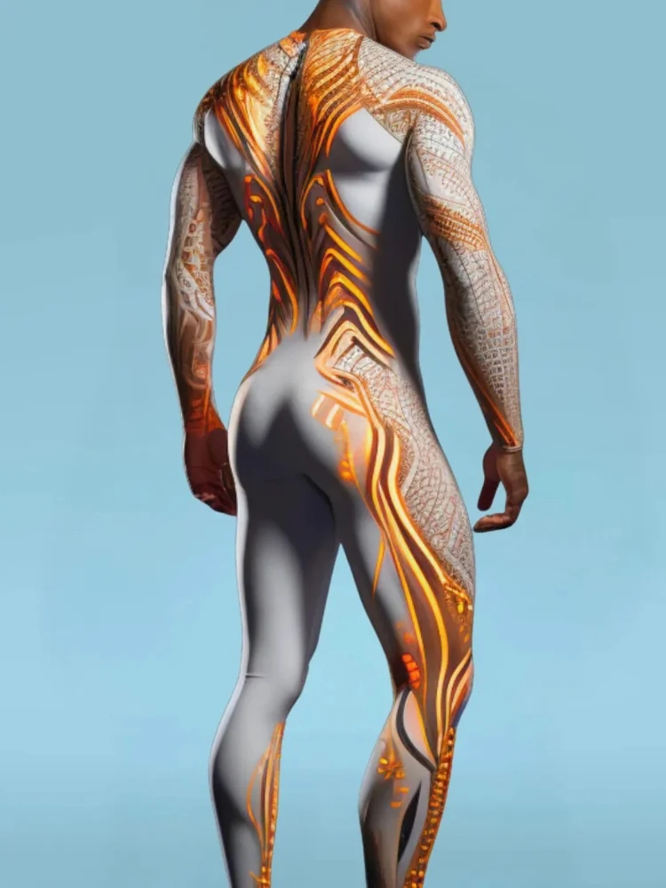 Halloween Smart Künstlerisches Kostüm Herren Technologie-Strumpfhose Karnevalsparty-Strumpfhose Bühnenauftritts-Jumpsuit Stretch-Bodysuit – Detail 16