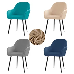 Soft Velvet Dining Chair Cover Stretch Spandex High Armchair Covers Elastic Chair Slipcover for Office Hotel Wedding Living Room