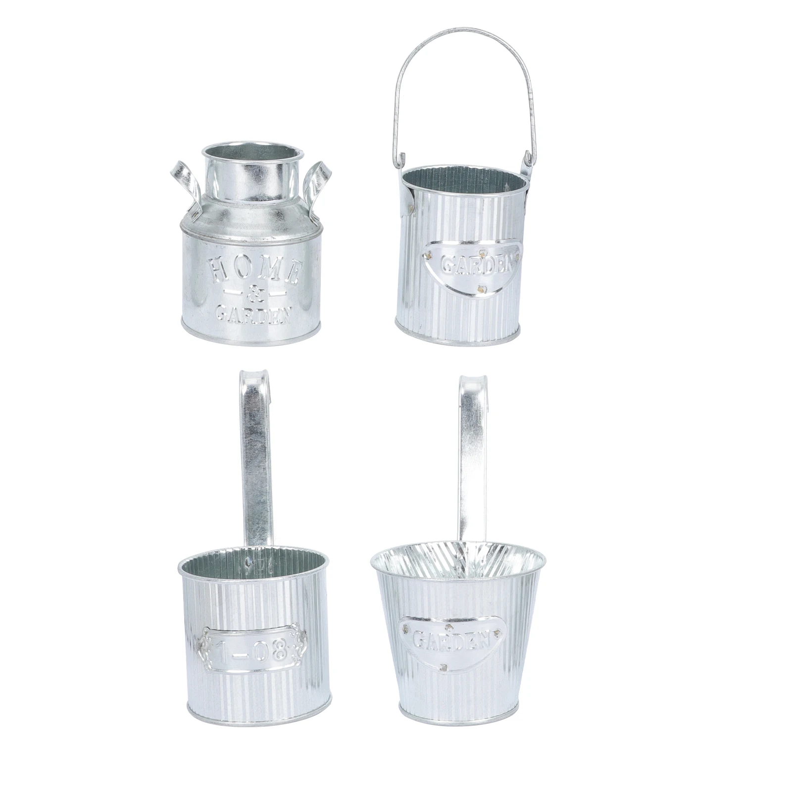 

4 Pcs Flower Pots Galvanized Planters Desk Decor Indoor Flower Holders Outdoor Containers Planter Buckets
