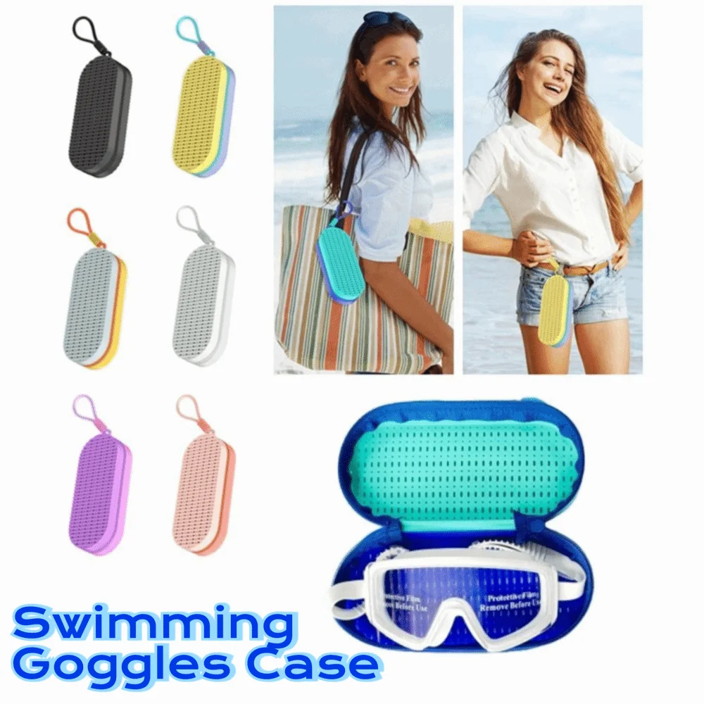 

Silicone Swimming Goggles Case Breathable Portable Glasses Protection Box Drain Hole Zipper Glasses Storage Box