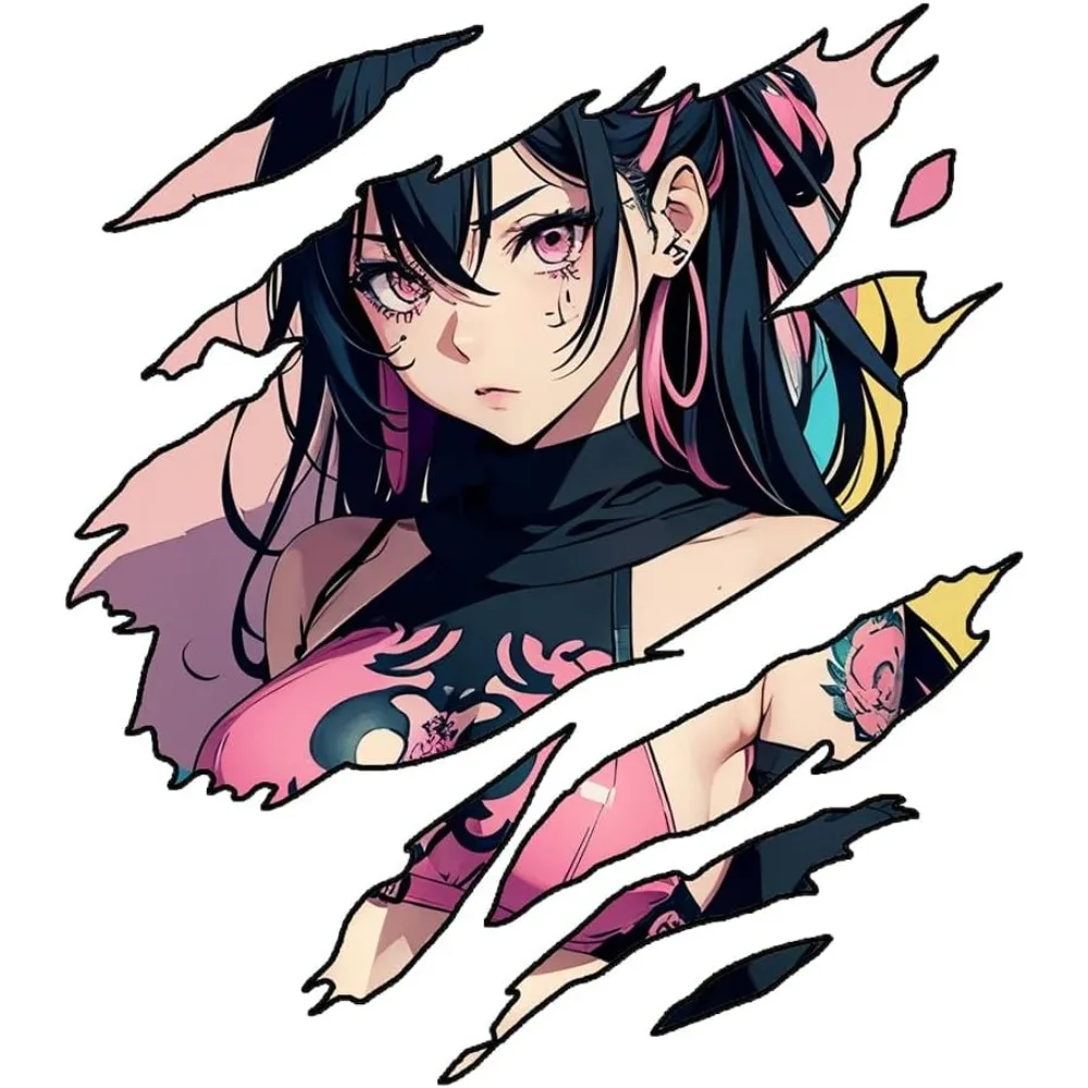 

Anime girl tears stickers - self-adhesive vinyl decals for cars, motorcycles, helmets - vibrant cartoon character design with