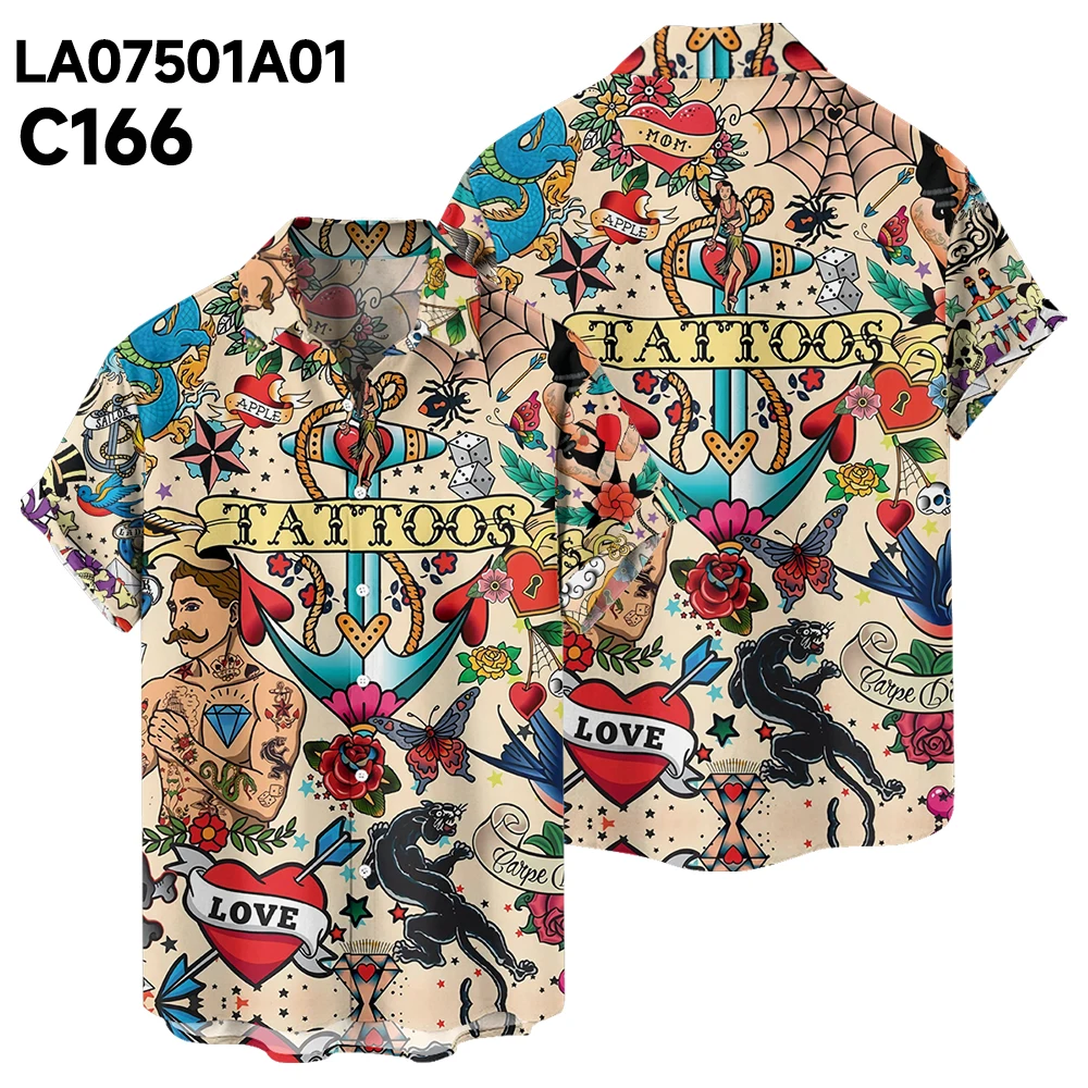 Camisa de manga corta con estampado Digital de Anime, camisa holgada de gran tamaño con estampado 3D de animales, Estilo Hawaiano, Verano