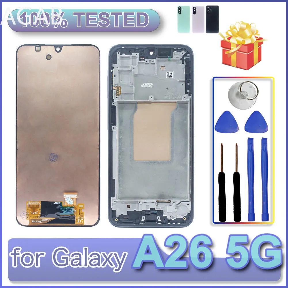 For Samsung Galaxy A26 5G A266B Display Touch Screen Digitizer Assembly For Samsung A26 5G Equipped with LCD screen and frame