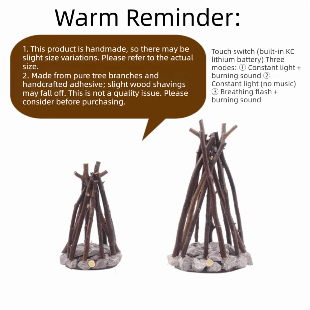 3D Flame Effect LED Bonfire Night Light Branch Shape Glowing Effect Three-dimensional Desktop Decoration Burning Simulation