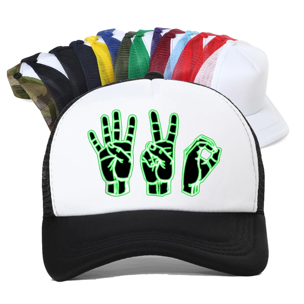 Subtle Stoner Sign Language 420 Basic Print Baseball Cap Unisex Fashion Adjustable Mesh Breathable Summer Snapback Hat