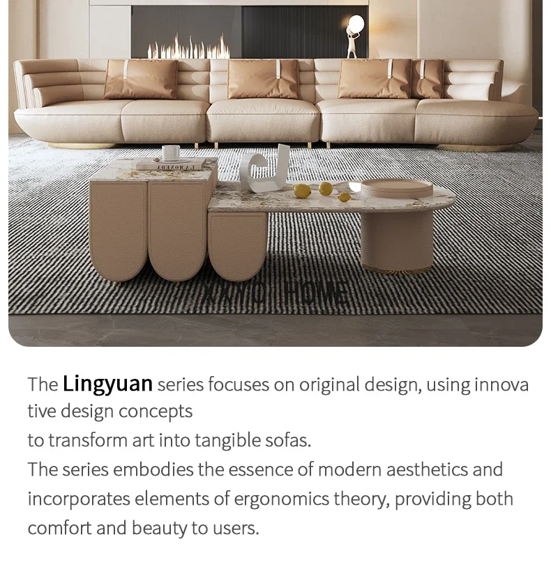 Italiaanse Leren Bank Licht Luxe Moderne Leren Bank Woonkamer Minimalistische Gebogen Hoekbank Woonkamer Woonkamer
