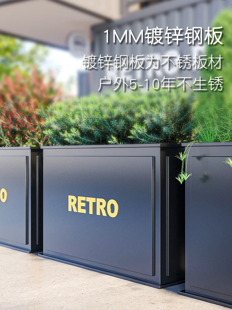 Outdoor flower box combination, iron art, municipal fence partition, sales department, galvanized board, garden landscape custom