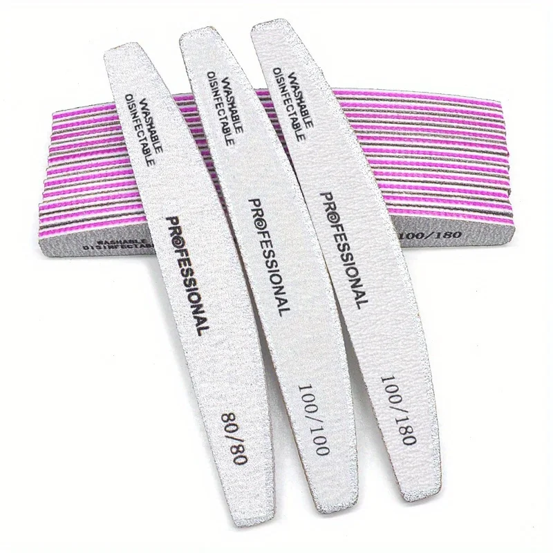 3Pcs  5Pcs Double Sided Nail File Buffer 80 100 180 Grit Professional Nail Art Trimmer Tool