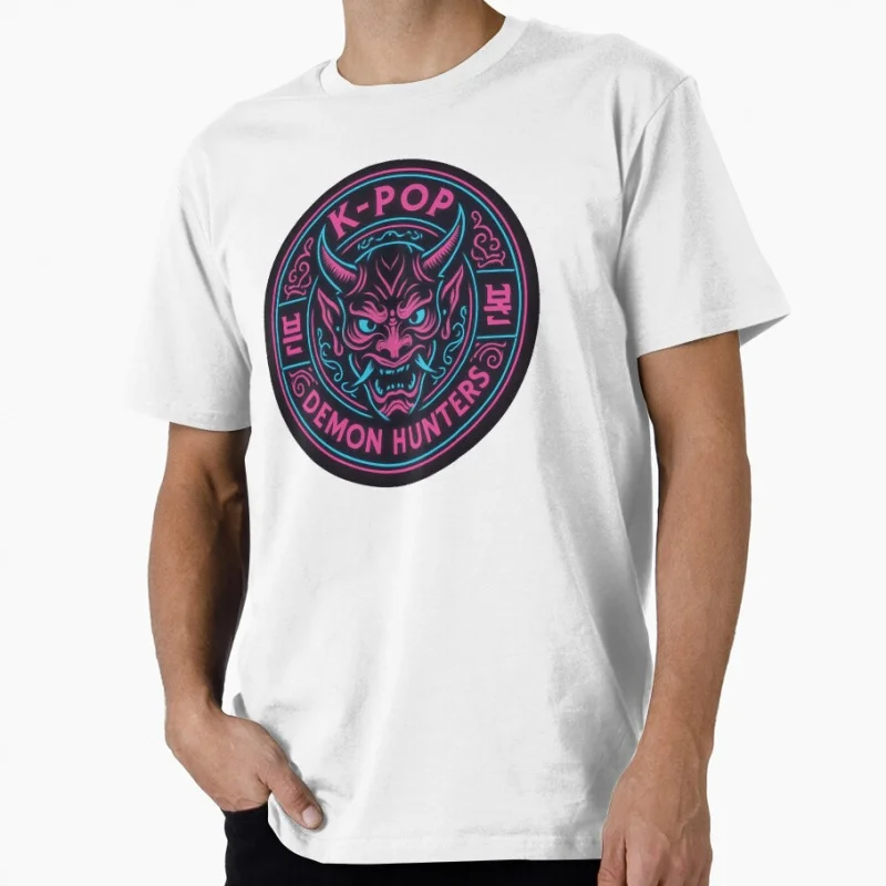 Camiseta de regalo con emblema de guardián de neón Huntrix Kpop Demon Hunters para amantes de los Anime, camisetas de talla grande, ropa Y2k con estampado gráfico de Manga