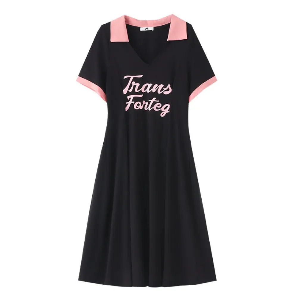 

65-175kg Plus Size Women's Clothing for Fat mm Summer New Elegant Slim and Versatile Letter Printed Short-Sleeved Dress