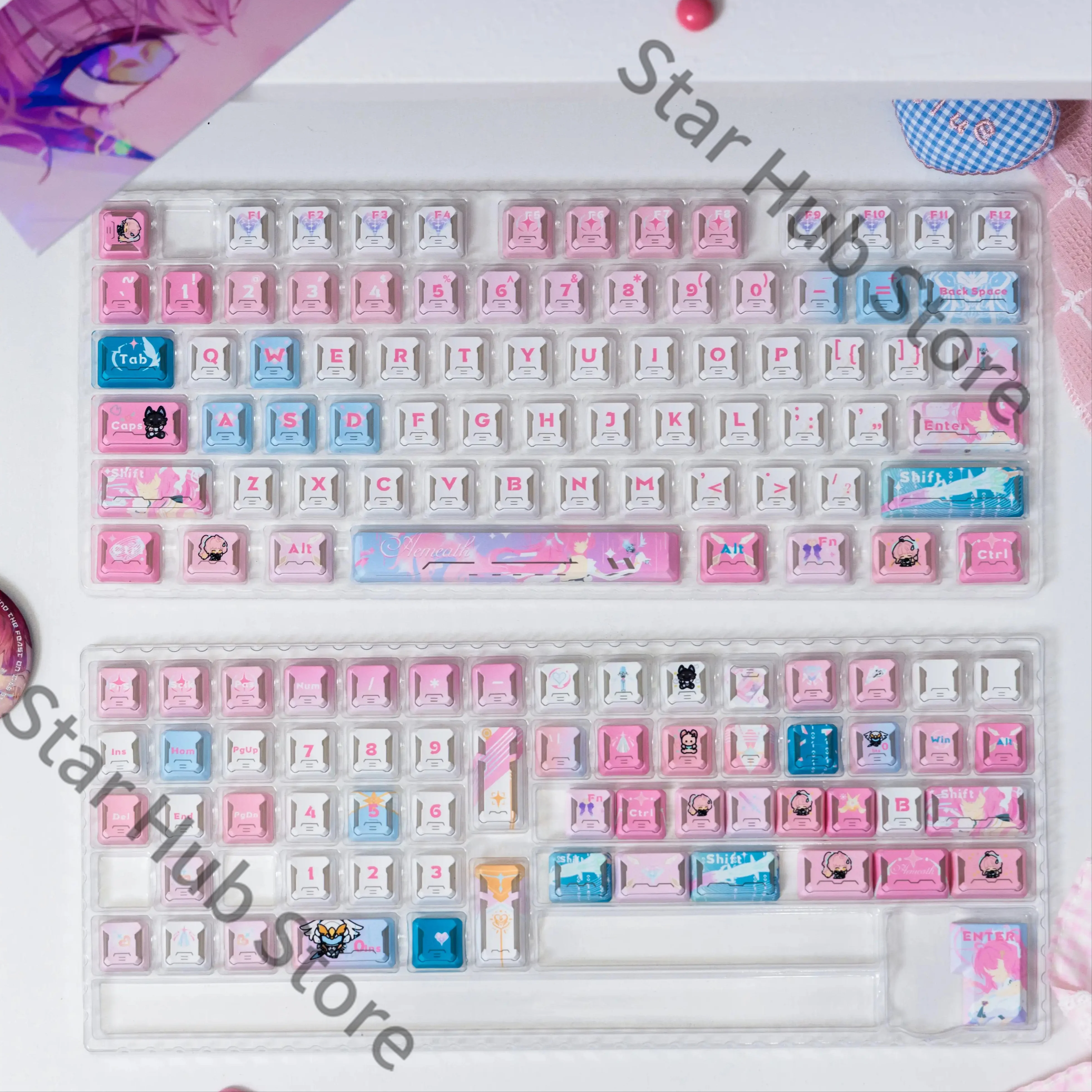 Wuthering Waves ‌Aemeath‌ Cosplay Anime PBT Keyboard Cap Kforce Front Light Transmission Original Keycap Ornament Game Gifts view 6