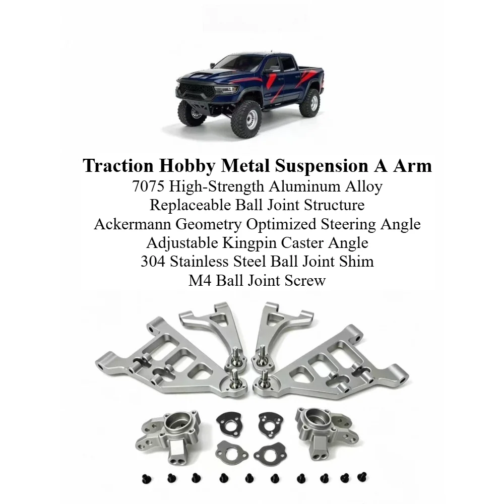 RC 7075 Aluminum Suspension A Arm Upgrade Part for KM T‑Rex Gen3 1/8 customizable size RC Crawler Hobby Replacement Accessory