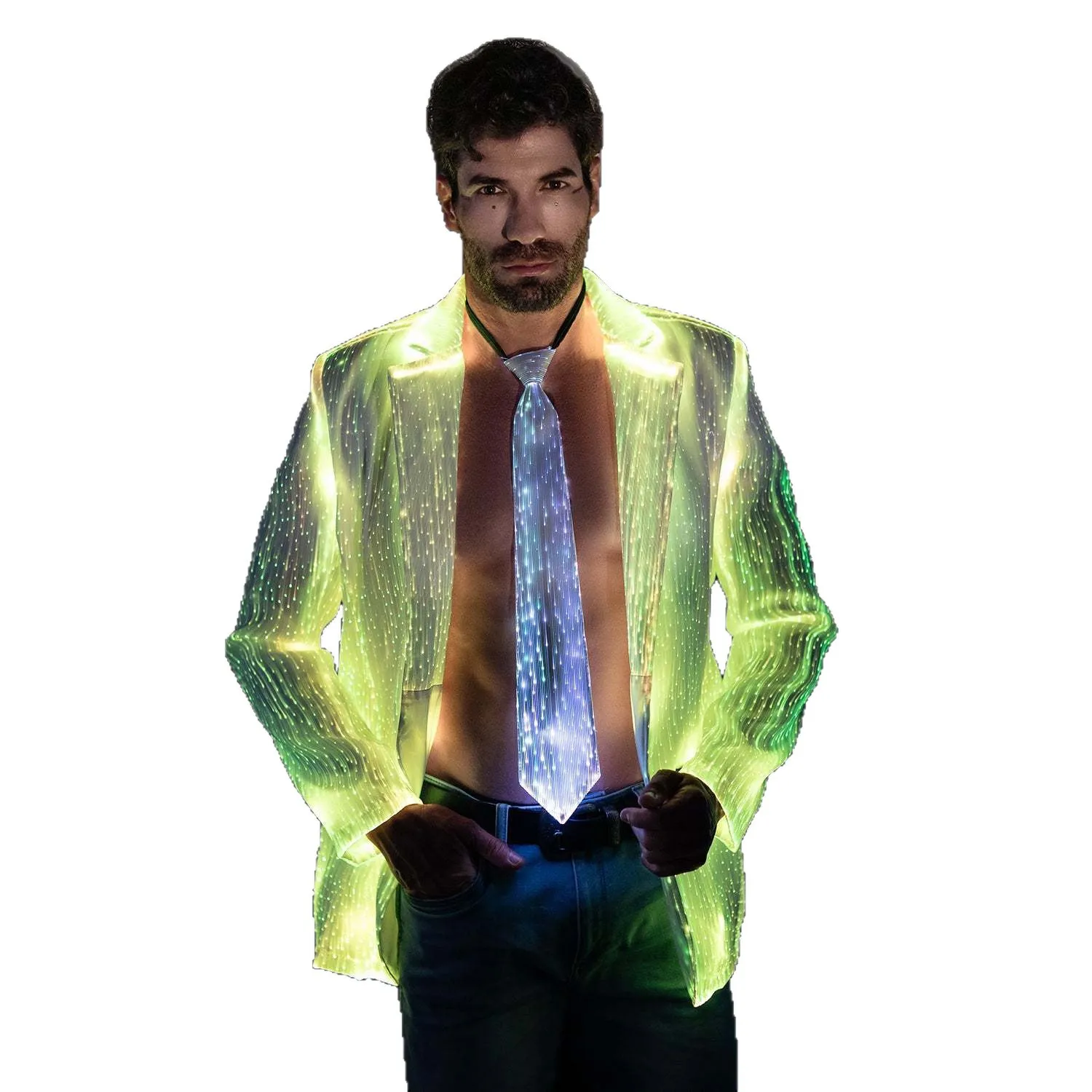 LED Optic Fiber Costume Men Luminous Glowing Blazer Suit Jacket Party Stage Show Outfit Fancy Clothes 2026 - view 5